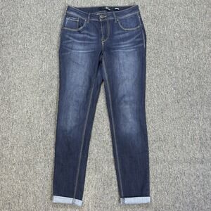 1822 Denim Adrianna Jeans Women's Size 4 Dark‎ Wash Mid Rise Stretch Rolled Cuff